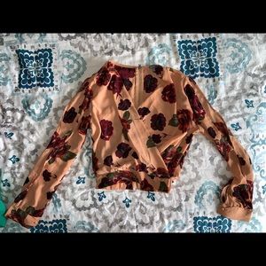 Floral Top with Slit Sleeves